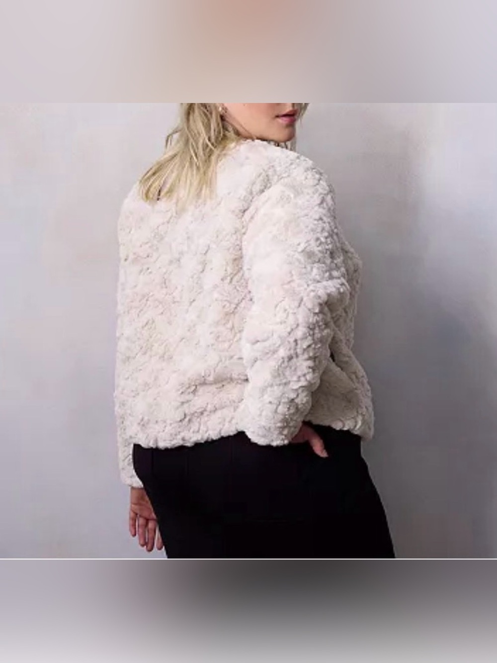 LC Lauren Conrad Cream Faux-Fur Jacket Size 1X